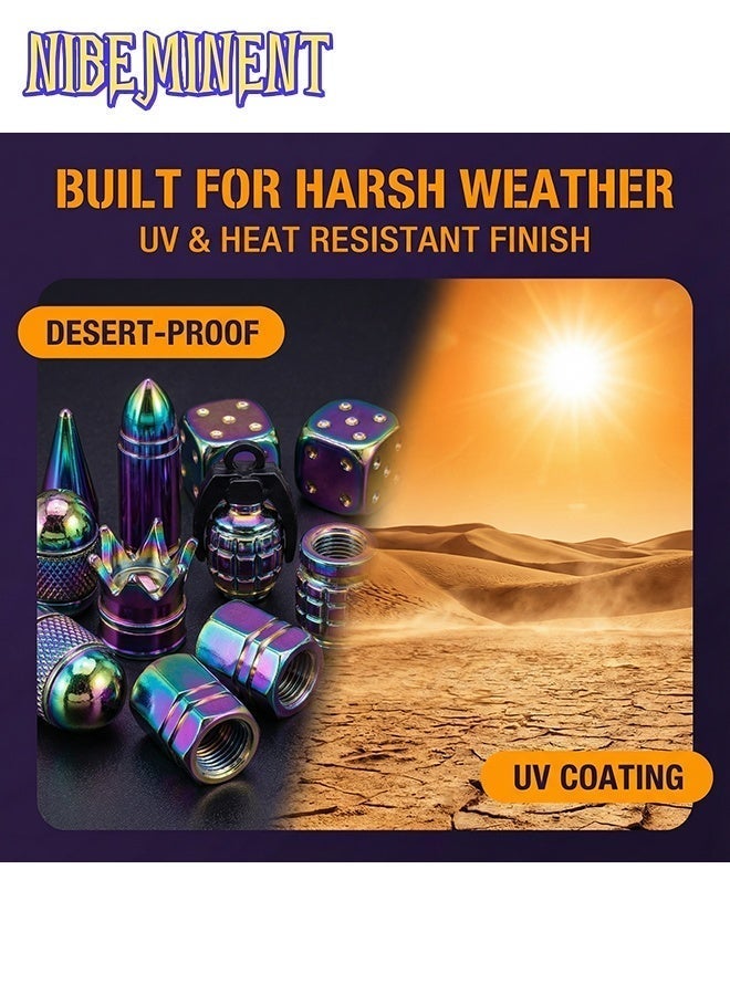 NIBEMINENT 36PCS Colorful Style Car Tire Valve Stem Caps, Aluminum Alloy Wheel Tyre Valve Stem, Universal Dustproof Tire Valve Stem Covers for Cars, SUV, Trucks, Motorcycles, Bicycles, Automobile fashion accessories - Image 3